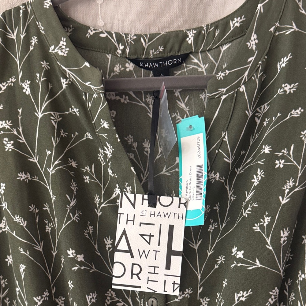41 Hawthorne Claire Tie Waist dress ~ Olive Floral Dress